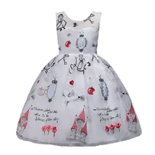 Платье принцессы без рукавов для девочек с вышитыми героями мультфильмов; платье с цветочным узором для девочек на свадьбу; От 3 до 14 лет для девочек на День рождения; платье для выпускного вечера;