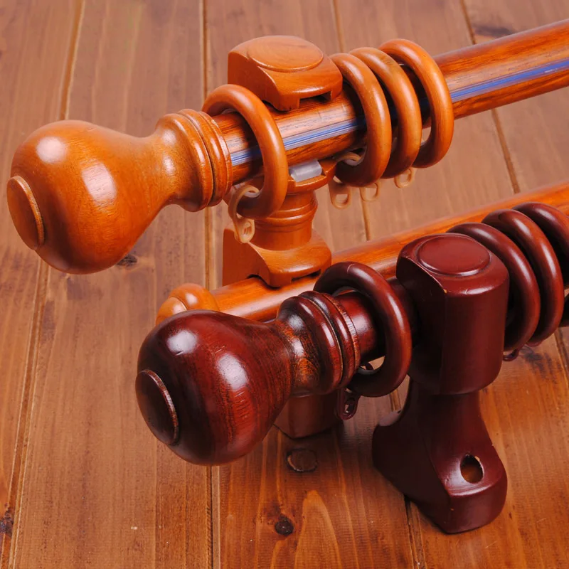 New arrival Luxury 30mm diameter wood double curtain rods 100cm length