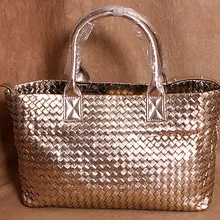 Повседневные вязаные большие сумки из натуральной кожи, мягкие кожаные сумки на одно плечо