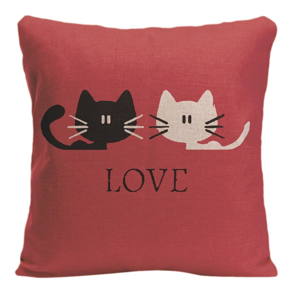 

Funny Black Cat Cushion Cover Decorative Pillow For Car Sofa Covers Lover Cats Pillow Case Cotton Linen Home Decor Pillowcase