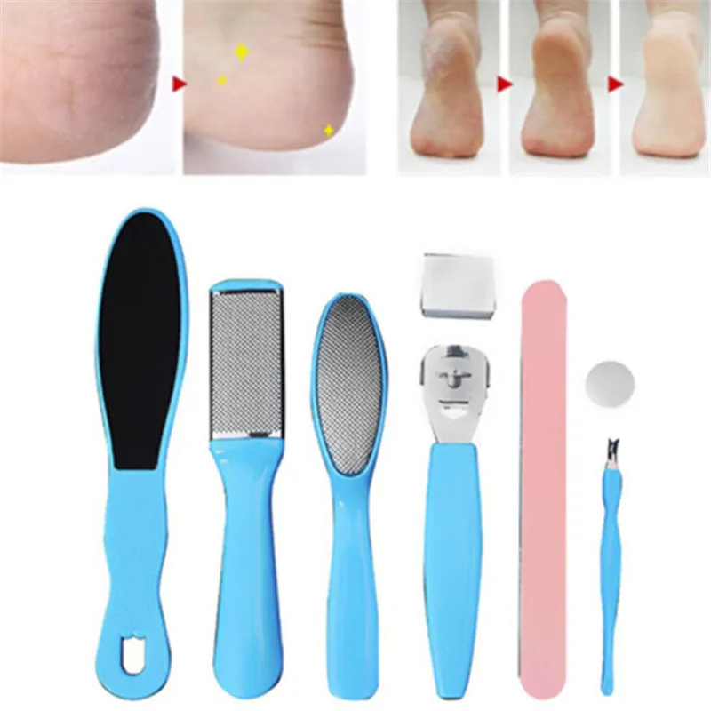 

8PCS Foot File Dead Set Hard Cal Skin Remover Scraper Pedicure Grater Tools Portable Cuticle Pusher Nail Foot Care Tool