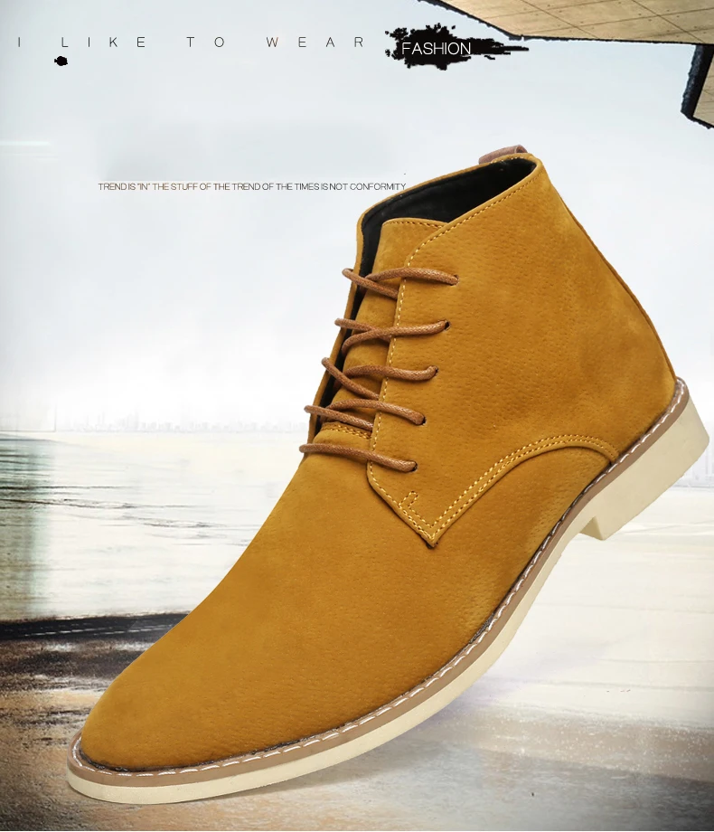 Leather High Top Men Shoes Classic Male Footwear