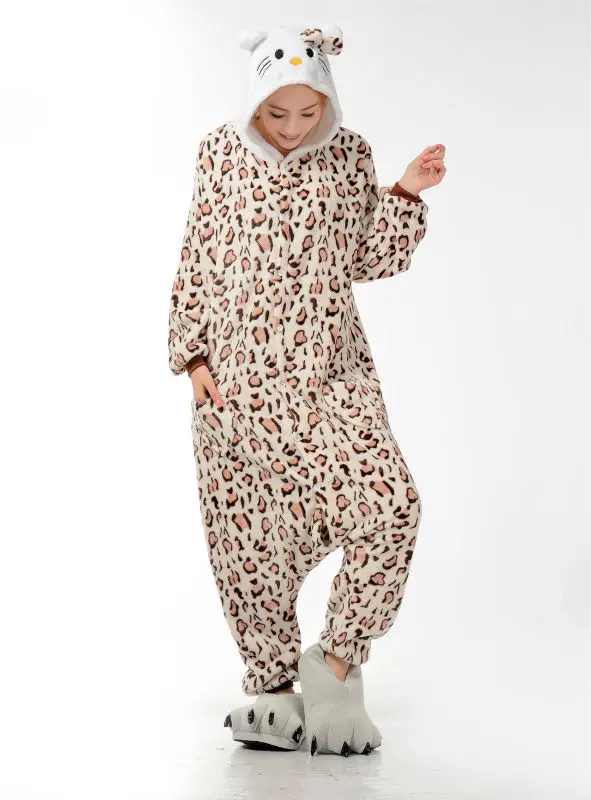 Мужские Женские мультфильм Leopard взрослых животных Комбинезоны onsie пижамы Комбинезоны для женщин C370 S/M/L/XL/ XL