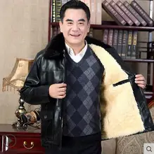 Thermal autumn and winter medium-long coats mens leather jackets men jaqueta de couro masculino plus velvet thickening black