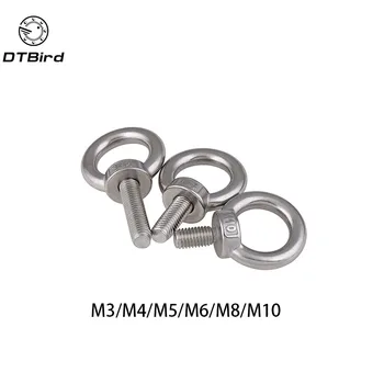

10Pcs M3 M4 M5 M6 M8 M10 DIN580 304 Stainless Steel Marine Lifting Eye Screws Ring Loop Hole for Cable Rope Eye bolt HW011
