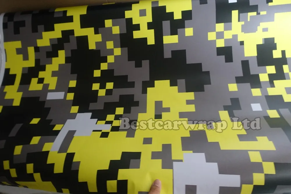 yellow pixel camouflage vinyl car wrappping film covering Foile sticker graphics boat truck laptop skin (1)