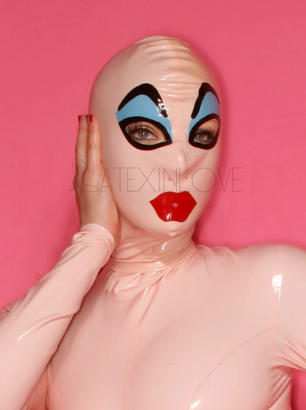 

Gorgeous Latex Hood Sexy Latex Rubber Fetish Mask Latex Game Mask Back Zip