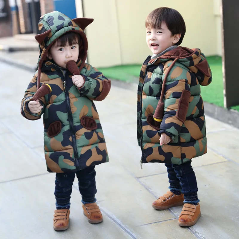 Детская зимняя куртка для мальчиков, одежда года, детские парки, теплые пальто с капюшоном, камуфляжная куртка, камуфляжная куртка для мальчиков 2, 3, 4, 6, 8 лет