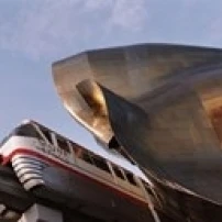 Low Angle View Of The Monorail And Space Needle  Seattle  Washington State  USA Poster Print (18 x 7)