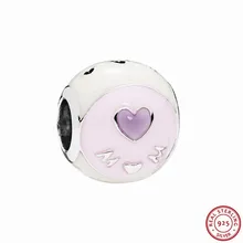 925 стерлингового серебра Любовь Мама бусины вырезанное Сердце Смешанная эмаль DIY Fit PANDORA Подвески для изготовления ювелирных изделий подарок на день матери FL725