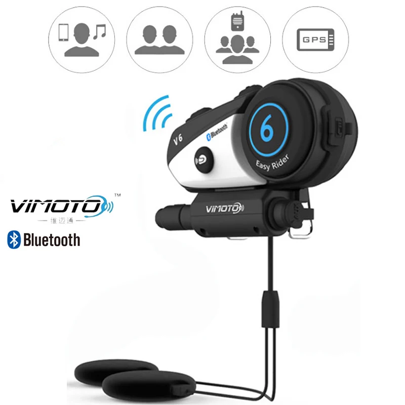 Английская версия Vimoto V6 600 мАч мотоциклетный шлем Bluetooth домофон гарнитура Многофункциональные Стерео наушники для сотовых телефонов