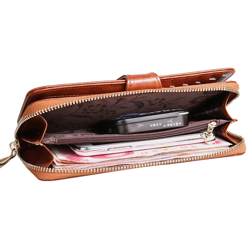 Дешево Мужской кошелек из натуральной кожи, Женский кошелек, роскошный бренд, масляный кожаный кошелек, Женский держатель для карт, длинный клатч, ...