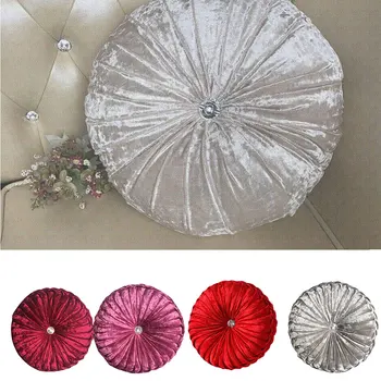 

Padded Cushion Hand Pleated Car Mat Soft Velvet Round Pillow Thick Car Seat for Home Sofa Bed Chair Car Decoration
