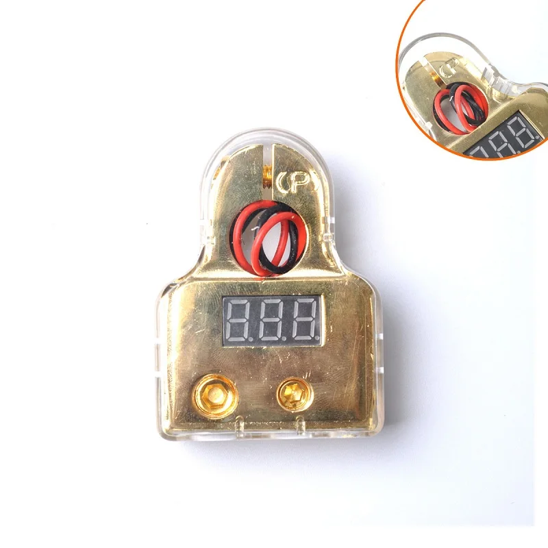 Cable de arranque de salto 2 piezas 0/4/8 Awg terminales de batería negativos de coche Auto positivo voltaje dorado de platino pantalla LED DIGITAL GRATIS