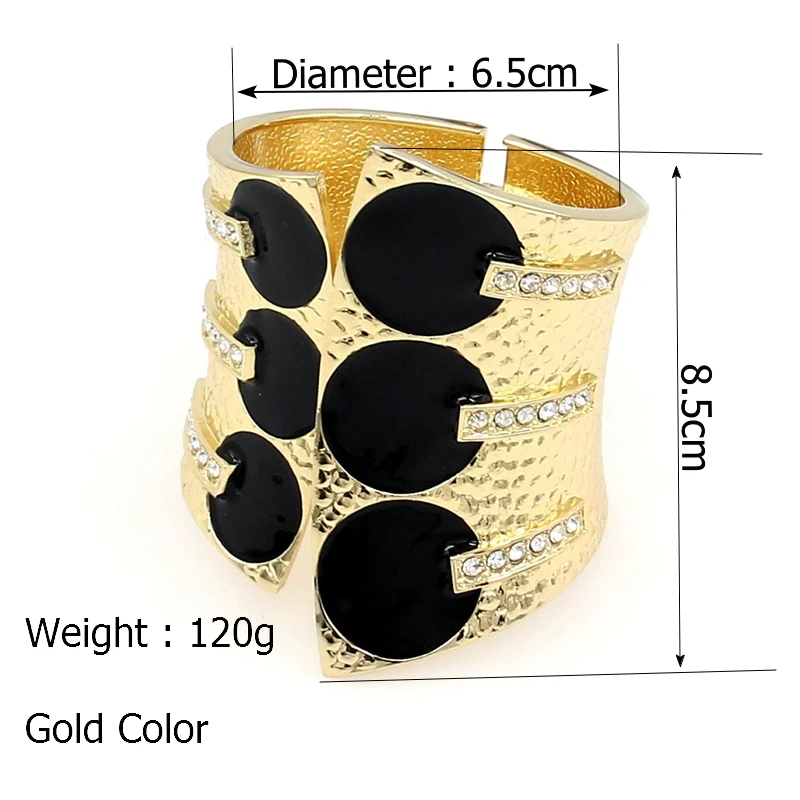 MANILAI, женские модные браслеты-манжеты, металлические черные глазурные стразы, женские массивные украшения, большие браслеты-браслеты