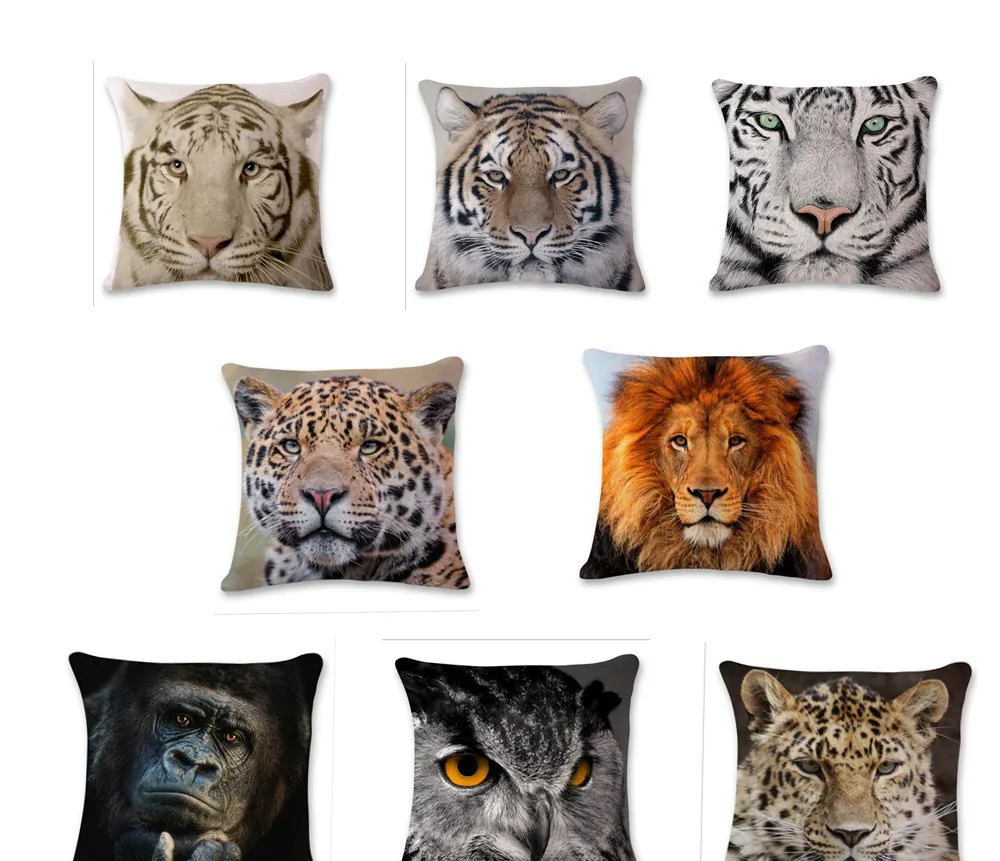 

New 3D Pattern Pillow Case Digital Print Pillow Animal Pattern Car Cushion Pillow Pillow Case Home Hotel Decoration