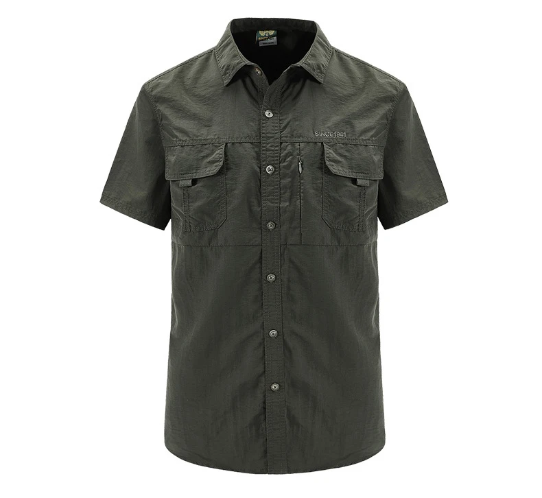 TRVLWEGO Мужская быстросохнущая тактическая рубашка для охоты на открытом воздухе, рыбалки, рубашка с коротким рукавом, походная одежда, съемные армейские рубашки