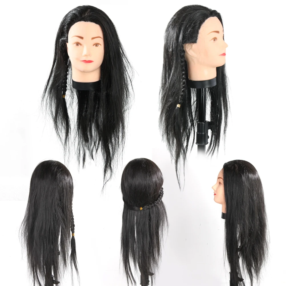 Professional Hairdressing Training Practice Head 65cm Black Hair