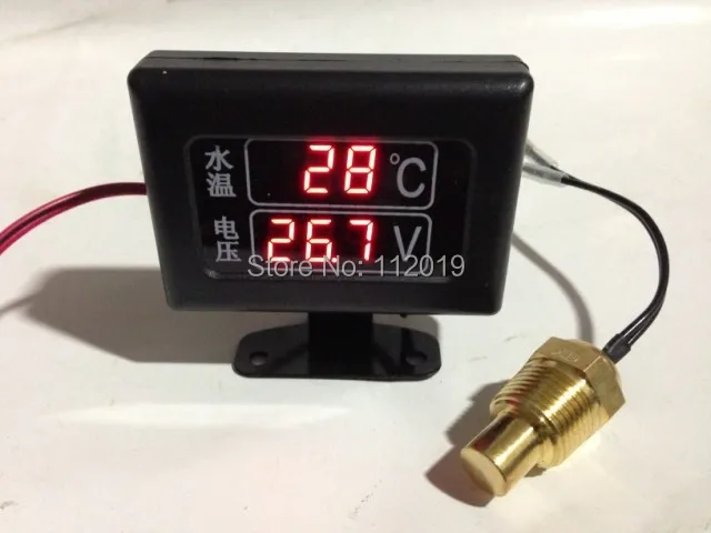 2 функции 12 В/24 В Авто вольтметр измеритель напряжения+ Датчик температуры воды термометр