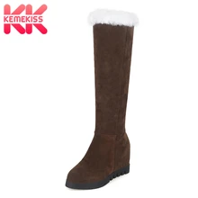 KemeKiss/размеры 34-43; женские зимние сапоги на толстом меху; сапоги до колена на низком каблуке для холодной зимы; теплые высокие сапоги; женская обувь