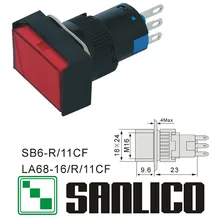 Interruptor de botão de pressão de cabeça retangular xb6eda41p xb6eda31p la68 las1 lay16 sb6r/11cf retorno momentâneo da mola 16mm