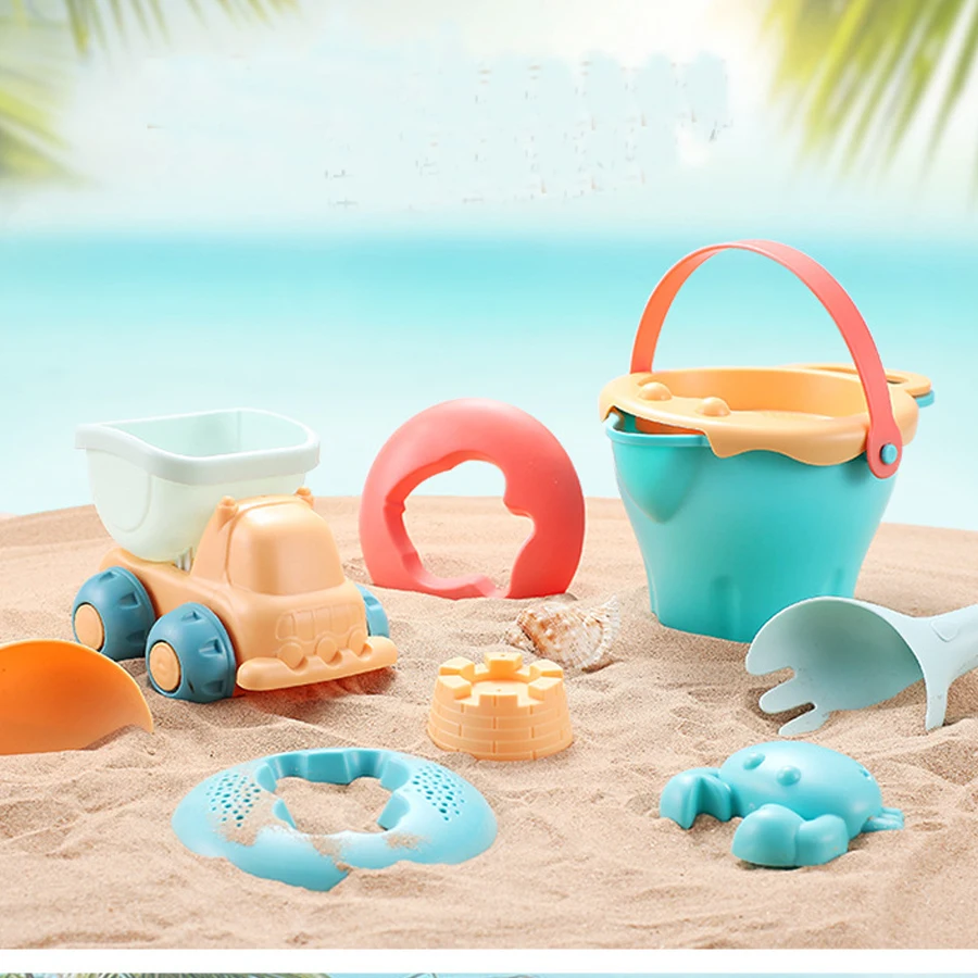 

7-17pcs Soft Baby Beach Toys Bath Play Set With Bucket Sand Tool Model Water Game Toddlers Beach Sand Toy Set