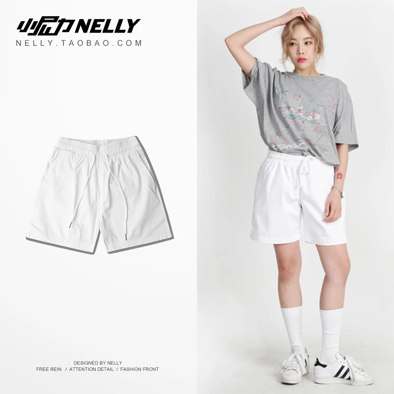 

NELLY 2018 Summer British Style Simple Solid Color Shorts Women's Casual Jogger Sports Shorts White/Green/Black