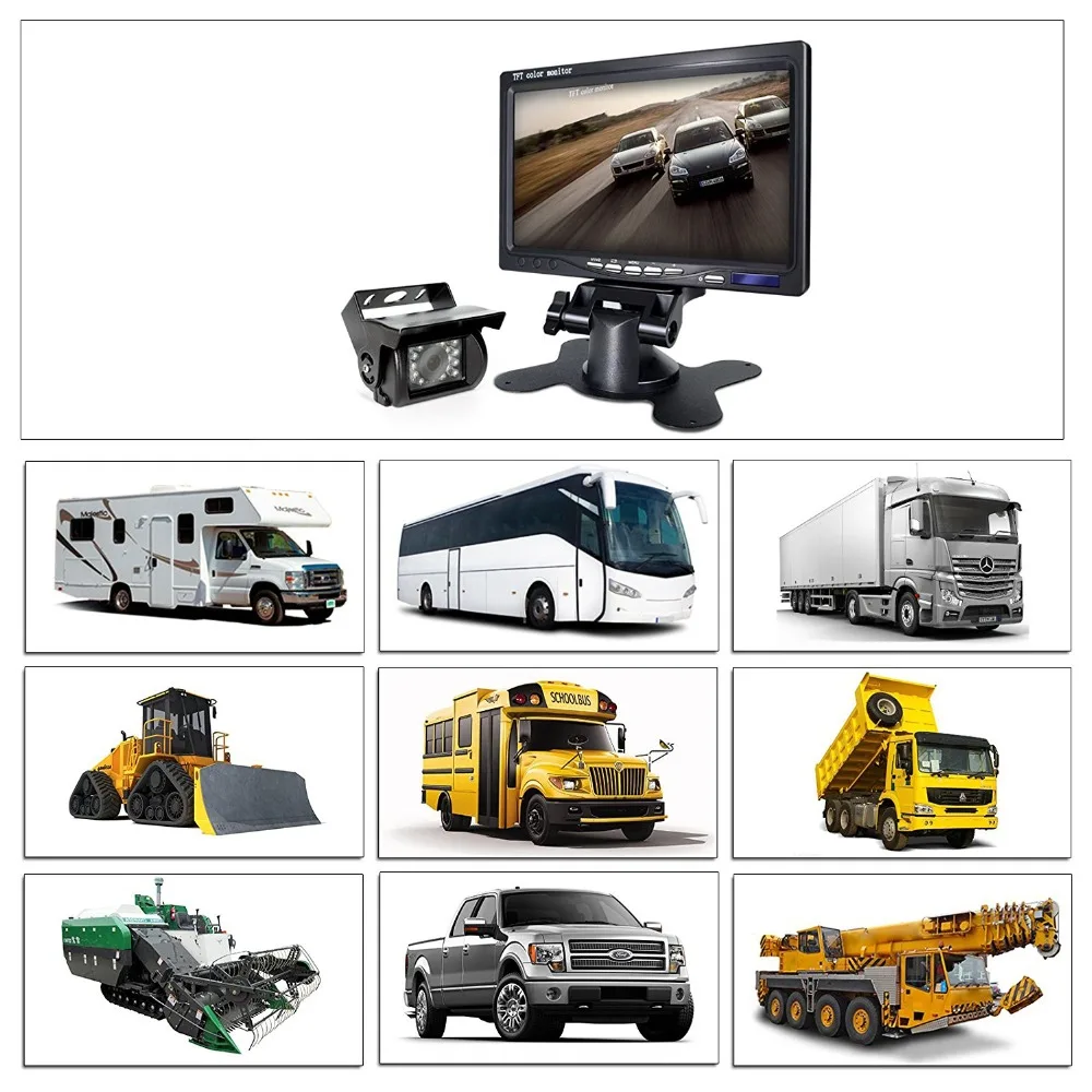 Vehicle IR LED Back up Reverse Camera 4-pin Connector + 7