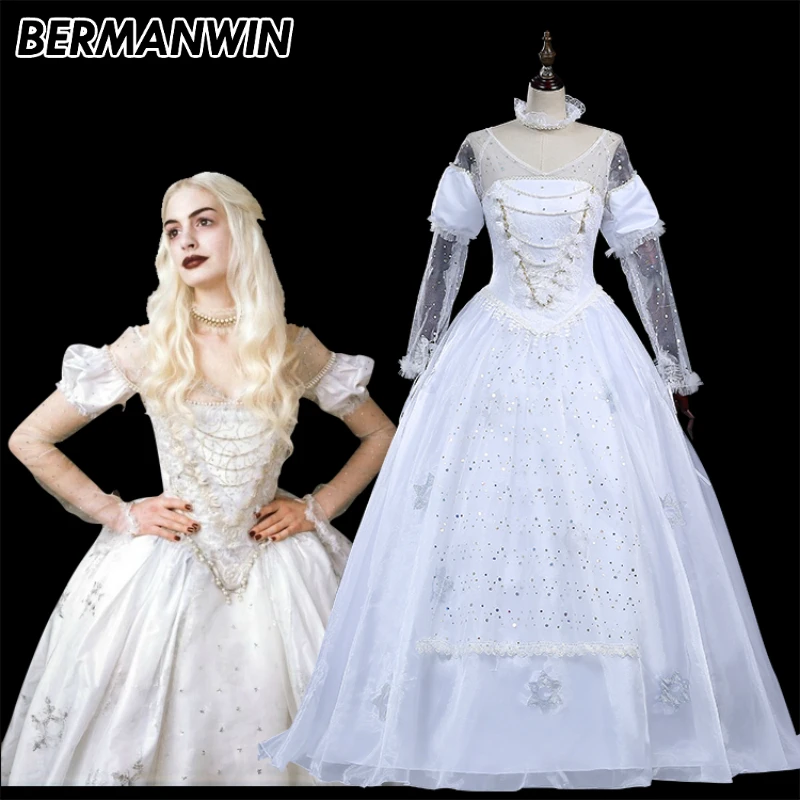 BERMANWIN High Quality Alice in Wonderland Cosplay Costume The White