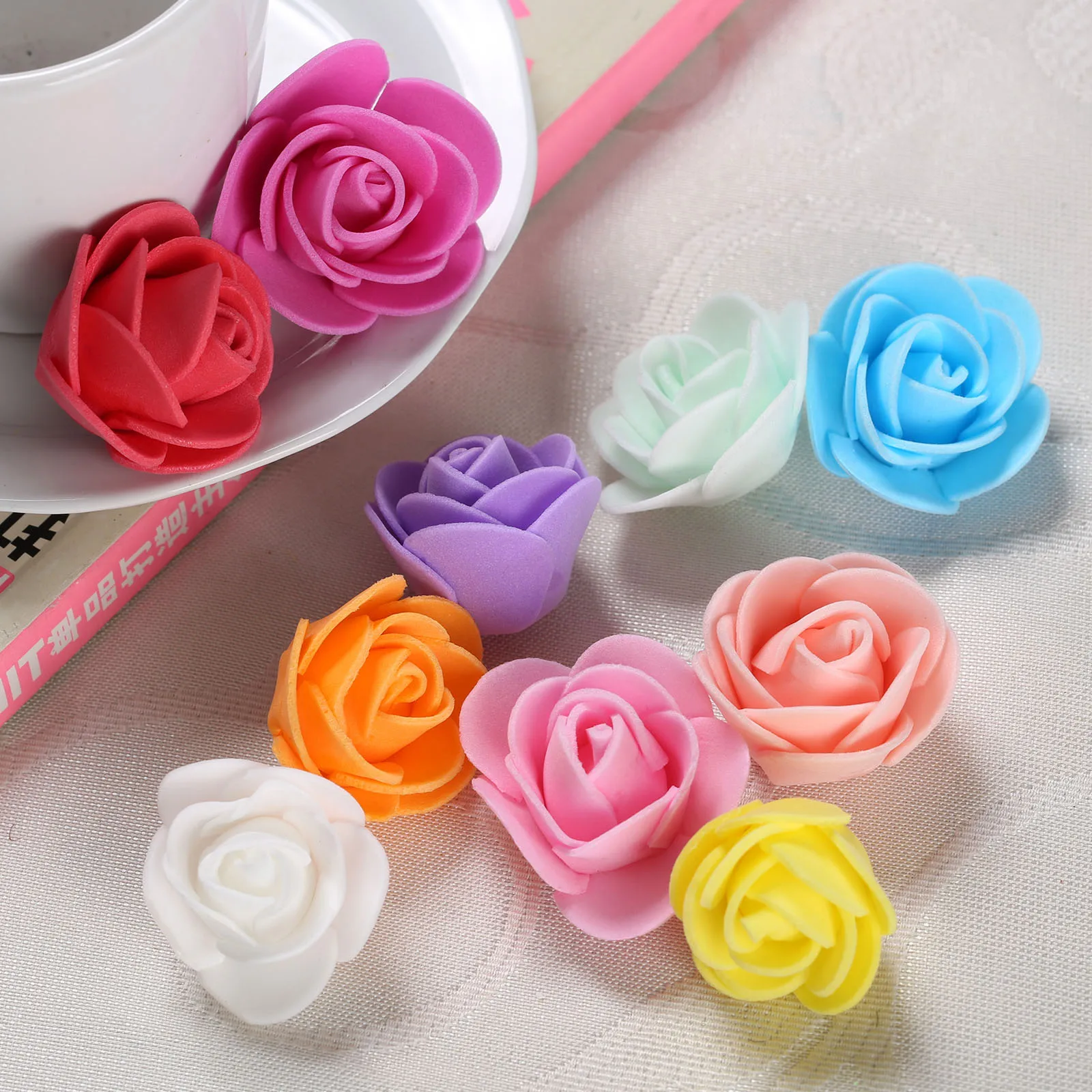 

50Pcs Foam Rose Flower Artificial flower Bouquet flowers for home DIY Wreath wedding decoration Fake Flowers