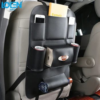

Car Seat Organizer PU Leather Multi-pocket Drink Phone Tissue Holder Strorage Bag Universal Cars Auto Accessories Black Beige