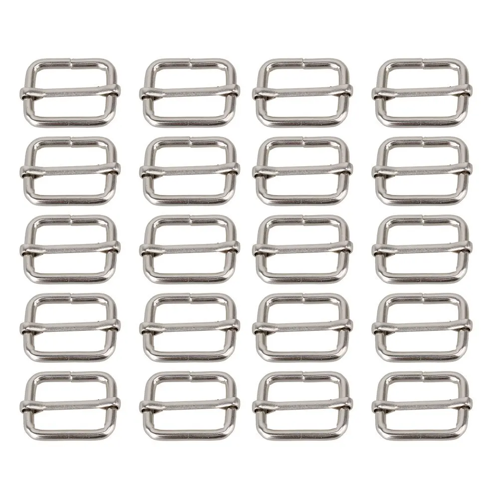 

Metal Sliding Bar Tri-glides Wire-formed Roller Pin Buckles Slider 25mm Strap Adjuster Pack of 20