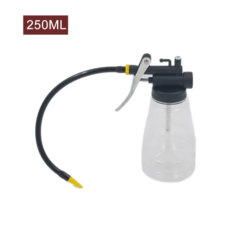 

250cc Transparent High Pressure Pump Oiler Lubrication Oil Can Plastic Machine Oiler Grease flex Gun For Car Repairs Tools