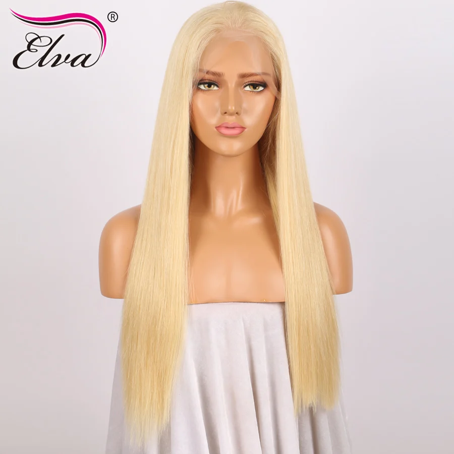 

613 Full Lace Human Hair Wigs For Black Women Straight Brazilian Human Hair Full Lace Wigs Pre Plucked 8-26'' Elva Remy Hair