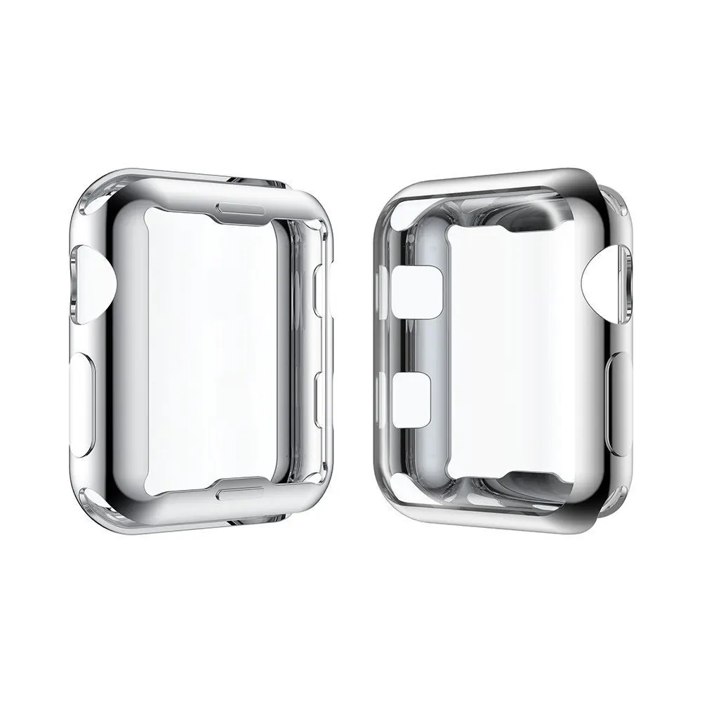 Золотой полный защитный чехол из ТПУ для Apple Watch Band 38 мм 42 мм чехол с покрытием Защитные чехлы для часов iWatch Series 2 3 - Цвет ремешка: Silver