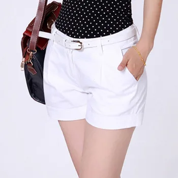 価格 夏の新しい女性のショーツレディースカジュアルショートパンツファッションドレープオフィスOL無地ホットパンツ女性カーキ&ホワイトプラスサイズ