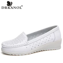 DRKANOL; Новинка года; женская обувь из спилка на плоской подошве; дышащие Лоферы ручной работы без застежки; женская летняя обувь на плоской подошве; обувь для медсестры; H6616
