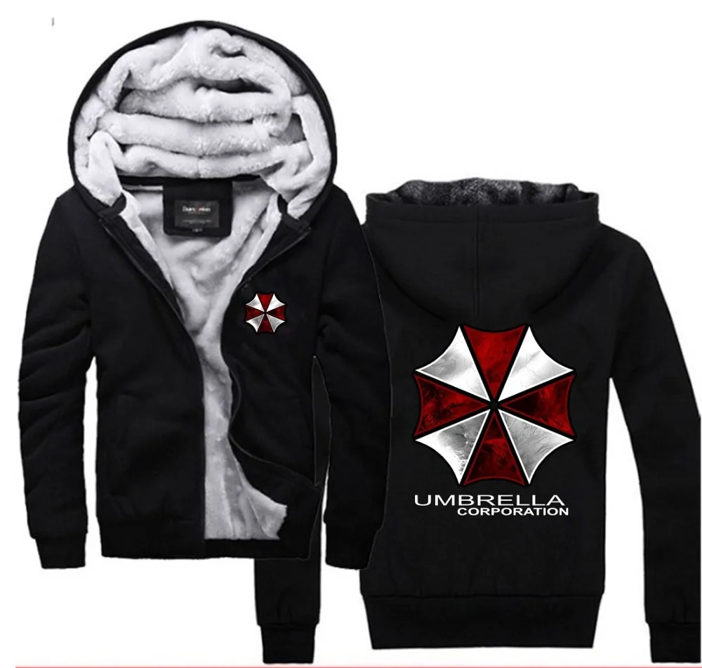 resident evil hoodies umbrella corporation logo zip up black polyester fleece warm resident evil hoodies umbrella corporation logo zip up black polyester fleece warm
