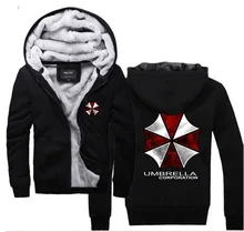 Resident Evil Hoodies Umbrella Corporation Logo Zip Up Cotton Winter Fleece Super Warm Sweatshirts Coats