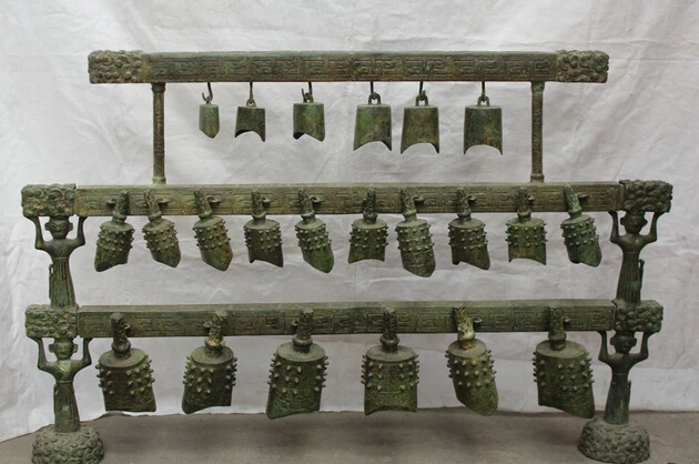 

JP S0524 36" Chinese Palace temple Bronze Twenty-two chime bell Dynasty shelf Statue