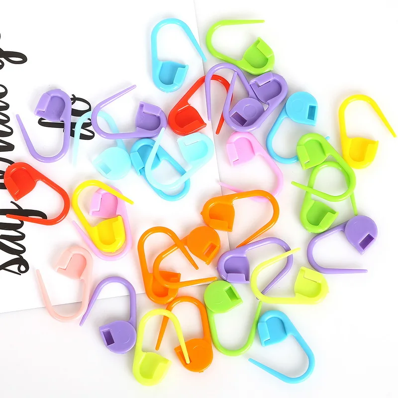 30pcs 22mm Mix Colors Locking Stitch Marker Lock Pins Plastic Ring Markers for Knitting Crochet