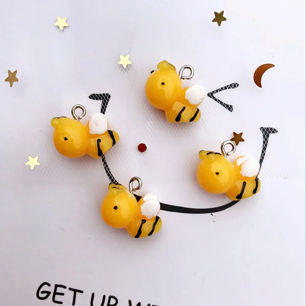 17*14 мм каваи мультфильм 3d Смола маленькая пчела Подвески для DIY украшения ожерелье серьги брелок ювелирных изделий