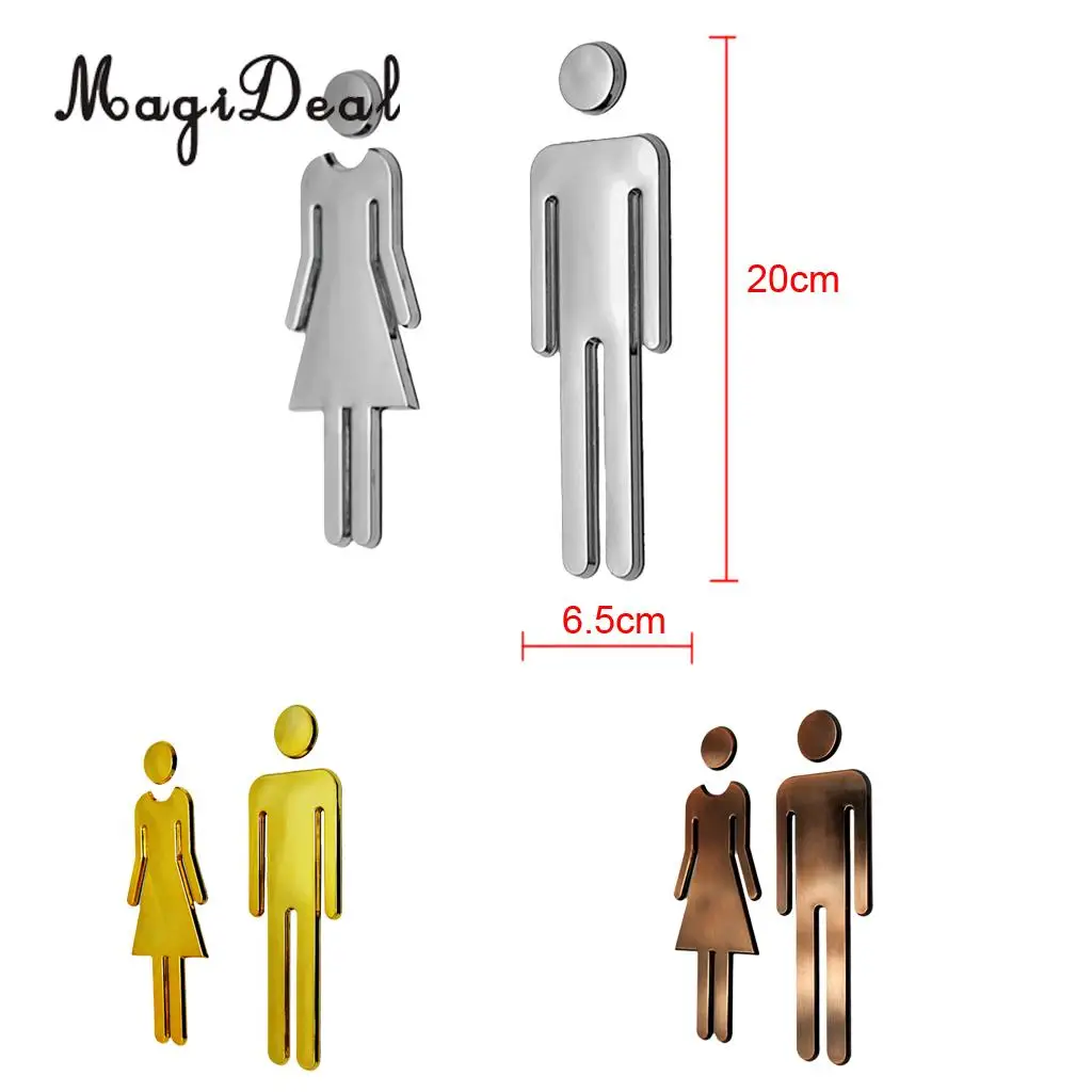 MagiDeal Man&Woman WC Stickers Toilet Signs Restroom Washroom Signage Plaque Bronze Long Lifespan