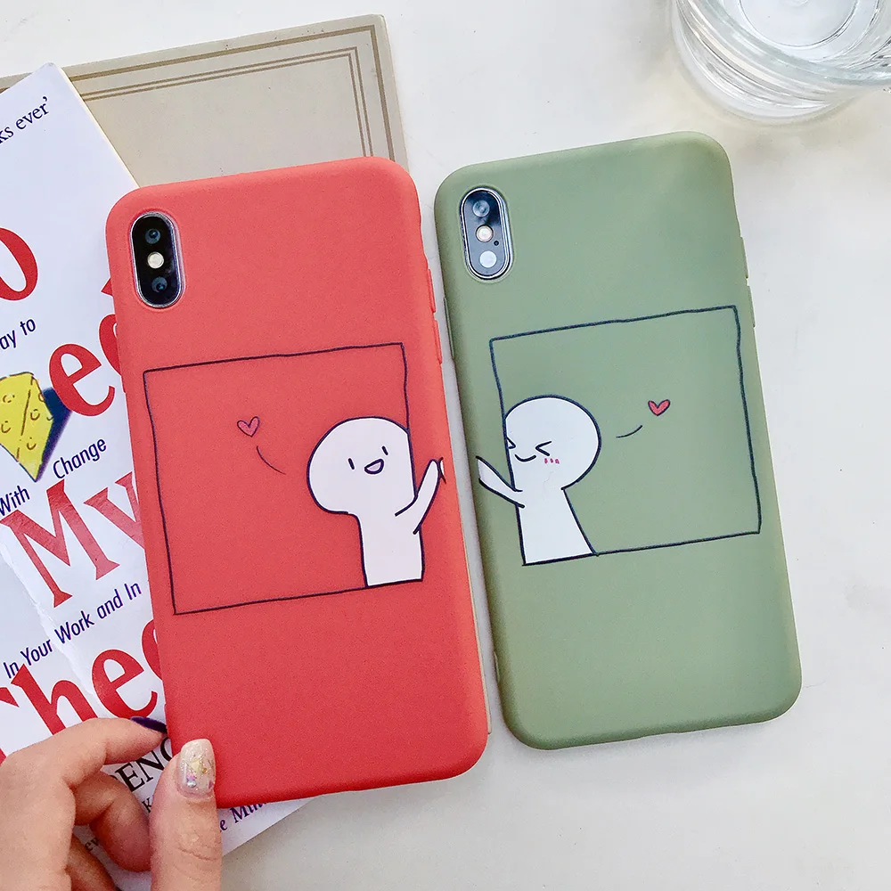 KIPX1076_2_JONSNOW Couples Style Soft Case for iPhone 7 8 6S 6 Plus Silicone Case for iPhone X XR XS Max Cartoon Painted Back Cover