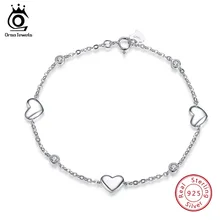 ORSA JEWELS Real 925 Sterling Silver Bracelets For Women With AAA Cubic Zircon Heart Bracelet Wedding Engagement Jewelry OSB02