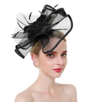 

Fascinator Hat for Women Cocktail Tea Party Headband Kentucky Derby Flower Mesh Ribbons Feathers Hair Clip Vintage Headwear 5.23