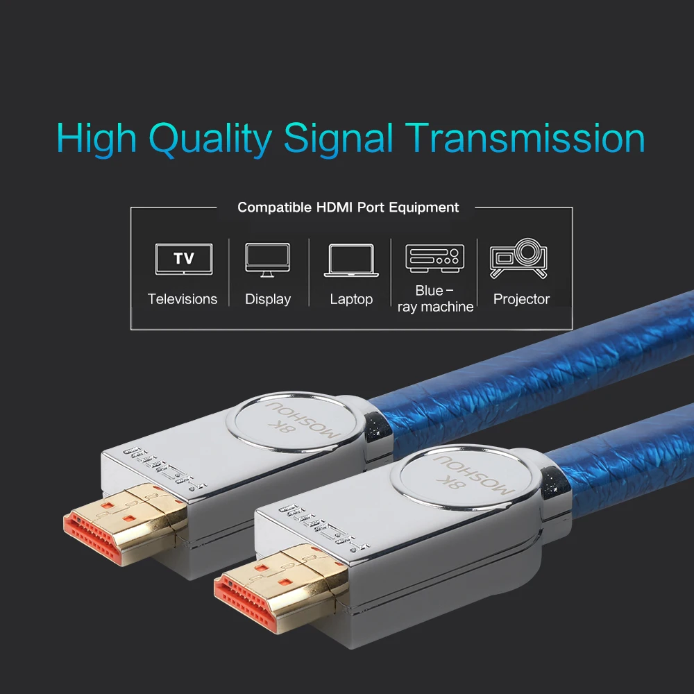 Кабель для HDMI 2,1 Ultra-HD (UHD) 8K MOSHOU HDMI 2,1 кабель 48Gbs с аудио и Ethernet HDMI шнур 1 м 2 м 5 м 10 м 15 м 20 м HDR 4:4:4 Кабель для HDMI 2,1 Ultra-HD (UHD) 8K MOSHOU HDMI 2,1 кабель 48Gbs с аудио и Ethernet HDMI шнур 1 м 2 м 5 м 10 м 15 м 20 м HDR 4:4:4