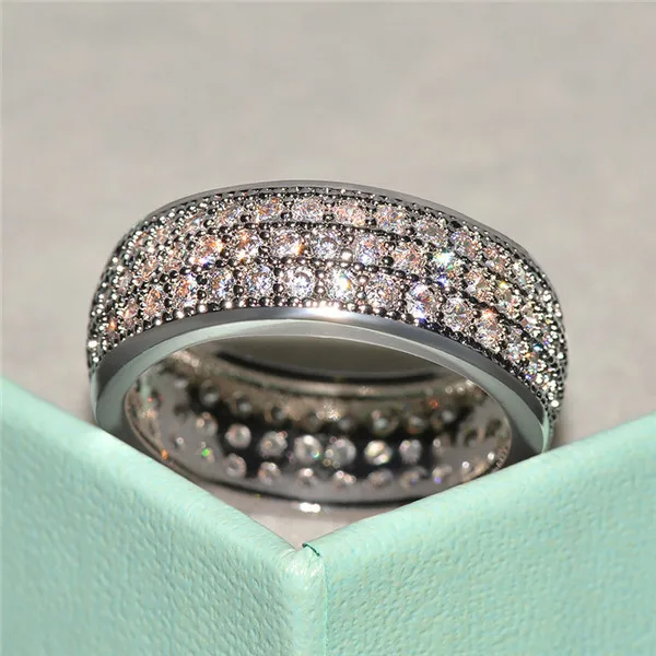 Новая мода Большой мужской женское кольцо на палец Циркон Обручальное кольцо с камнем Серебро Золото Цвет большие свадебные кольца для мужчин - Цвет основного камня: Silver