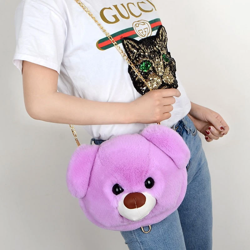 Mochilas de oso de peluche para niñas y mujeres, de hombro con cabeza de oso, 14 colores, nuevo estilo, moda coreana|Mochilas felpa| - AliExpress