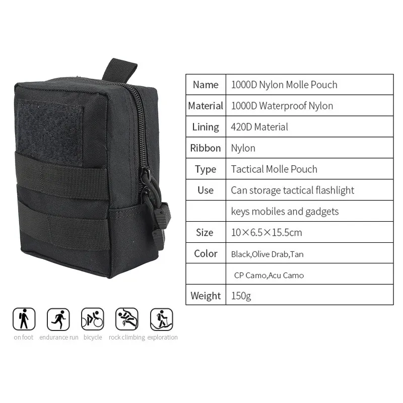 Outdoor 1000D Molle EDC Pouch Utility Gadget Belt Waist Bag Military Equipment Portable Waterproof Camping Hiking Bags1